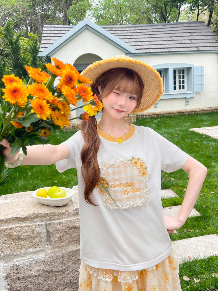 Honey Bloom Gingham Tees-Tops-ntbhshop