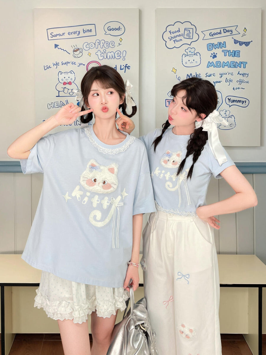 Cloud Kitten Crop Tops & Tees-Tops-ntbhshop