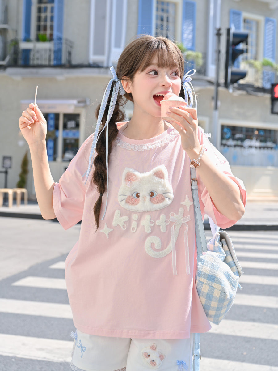 Cloud Kitten Crop Tops & Tees-Tops-ntbhshop