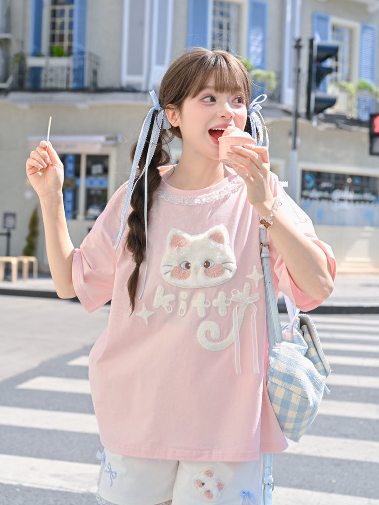 Cloud Kitten Crop Tops & Tees-Tops-ntbhshop