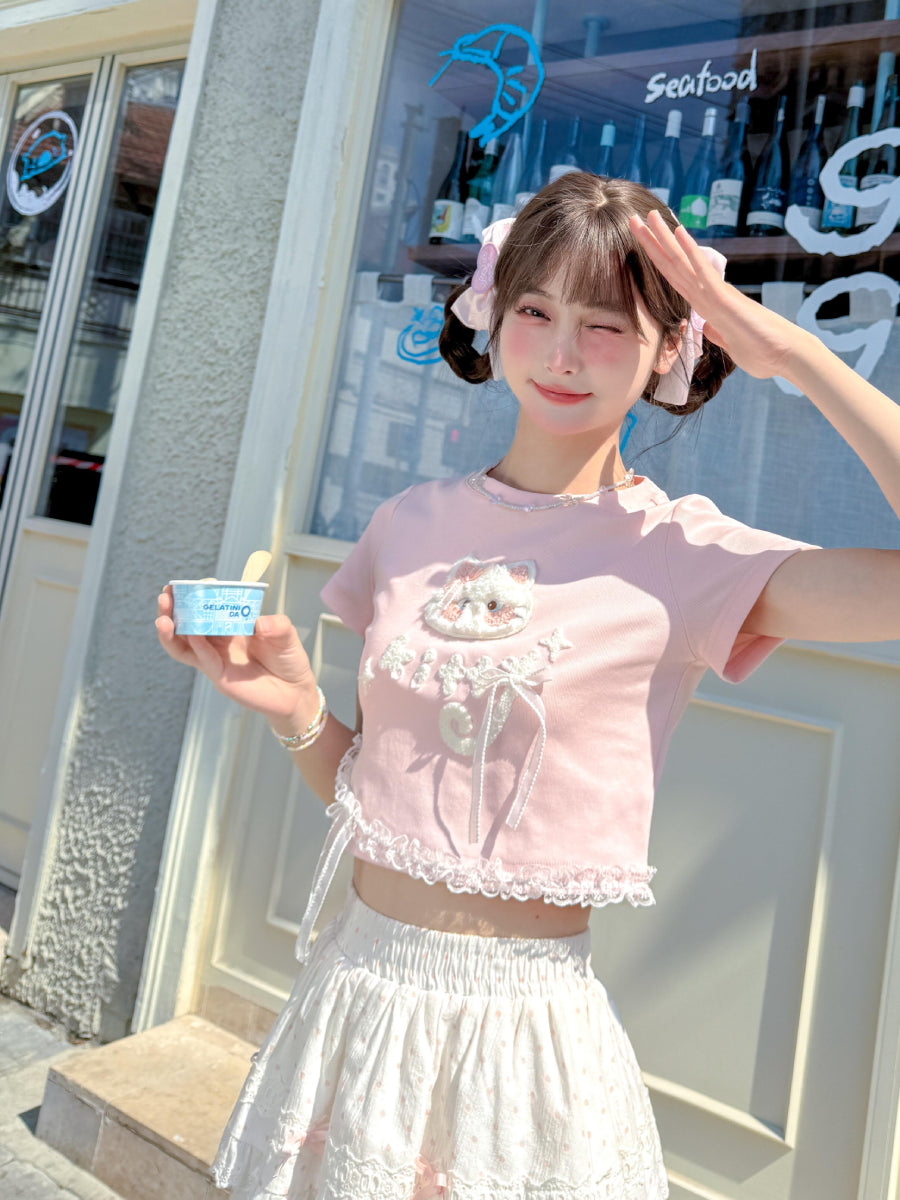 Cloud Kitten Crop Tops & Tees-Tops-ntbhshop