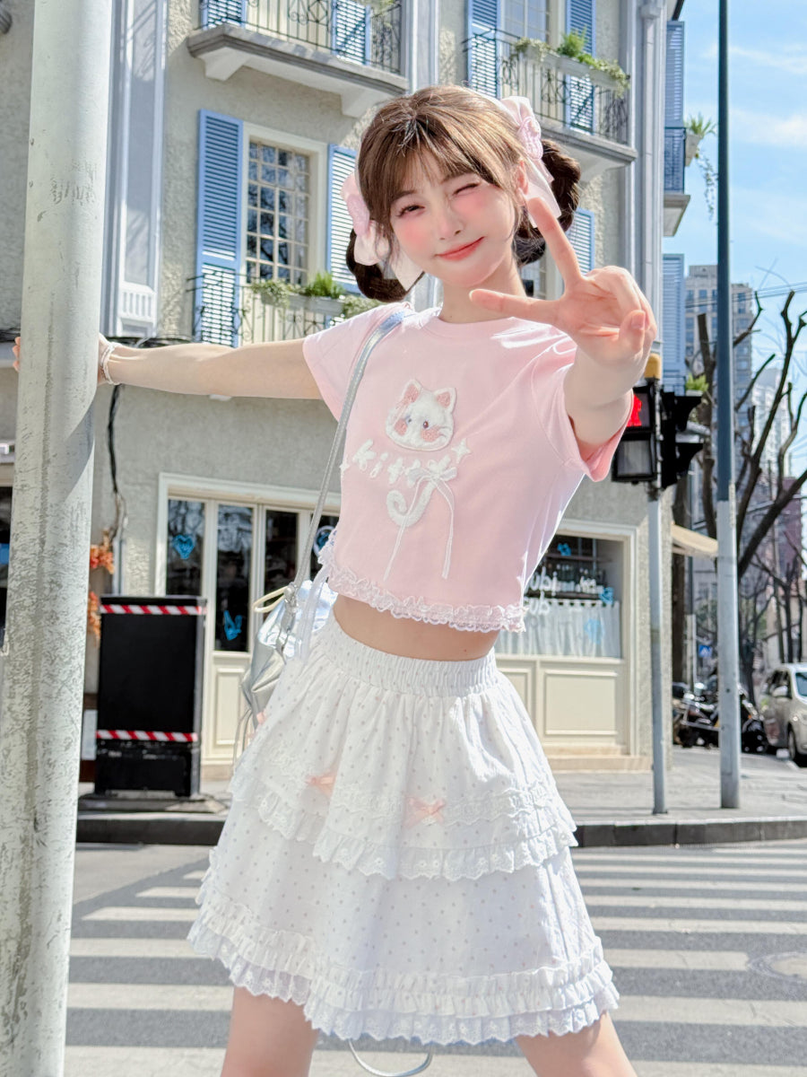 Cloud Kitten Crop Tops & Tees-Tops-ntbhshop