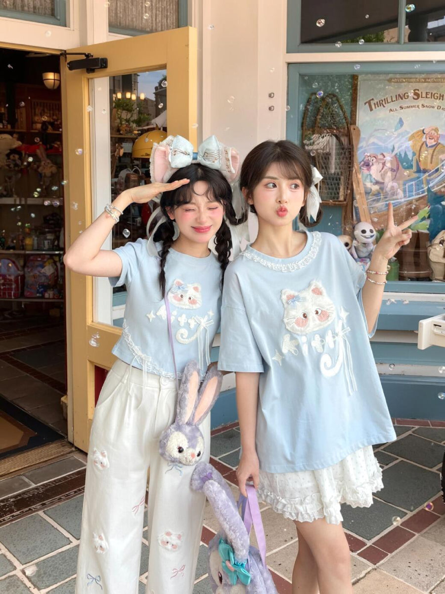 Cloud Kitten Crop Tops & Tees-Tops-ntbhshop