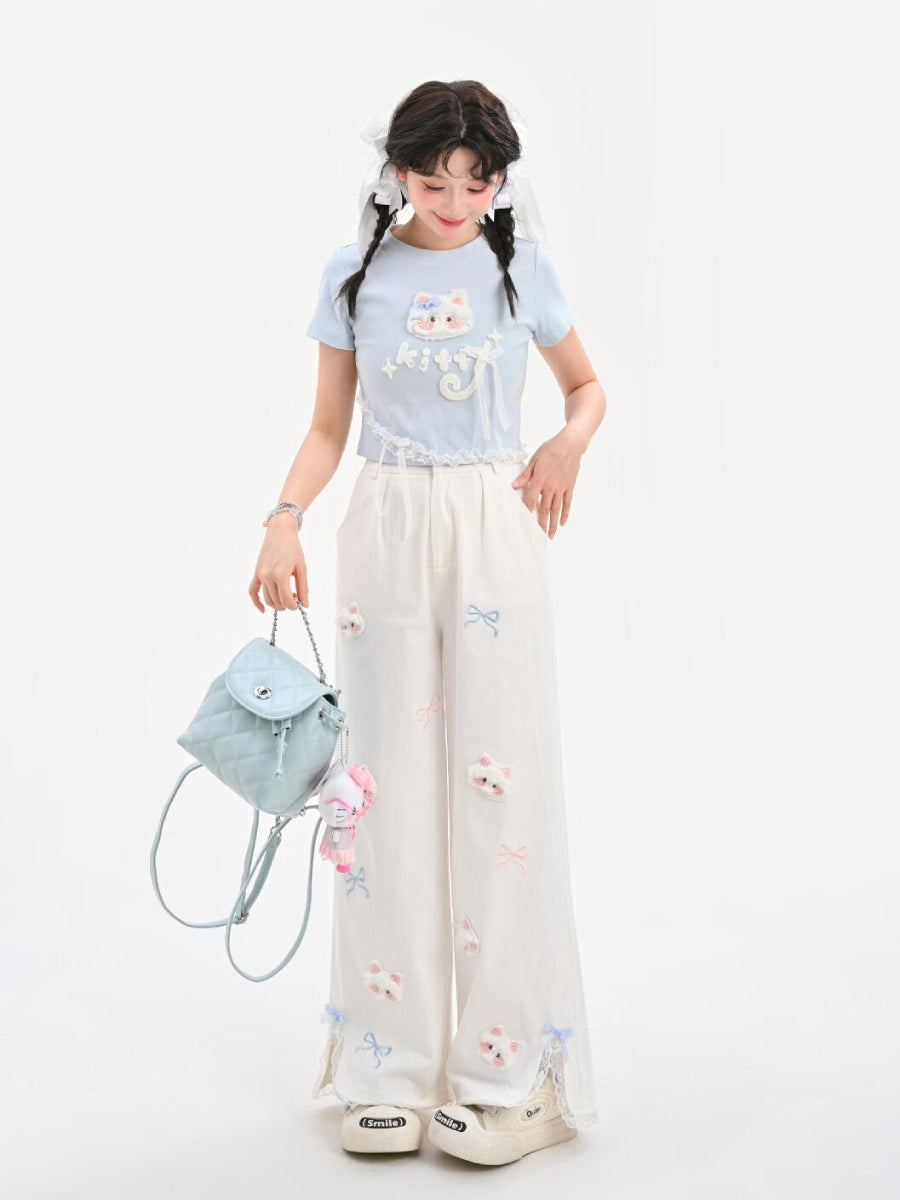 Cloud Kitten Crop Tops & Tees-Tops-ntbhshop