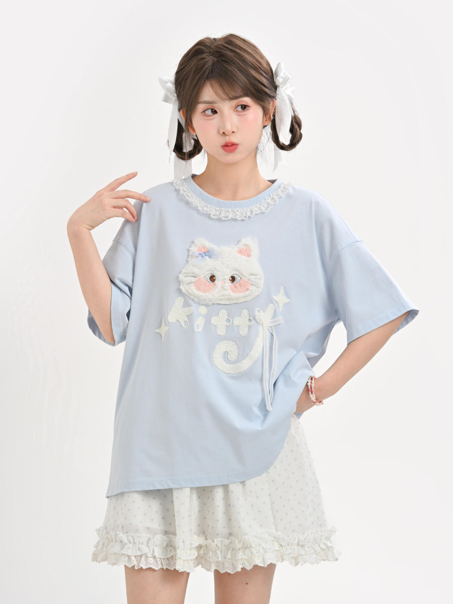 Cloud Kitten Crop Tops & Tees-Tops-ntbhshop