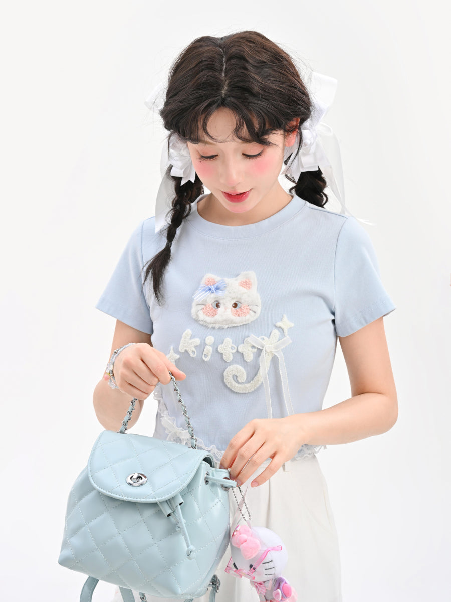 Cloud Kitten Crop Tops & Tees-Tops-ntbhshop