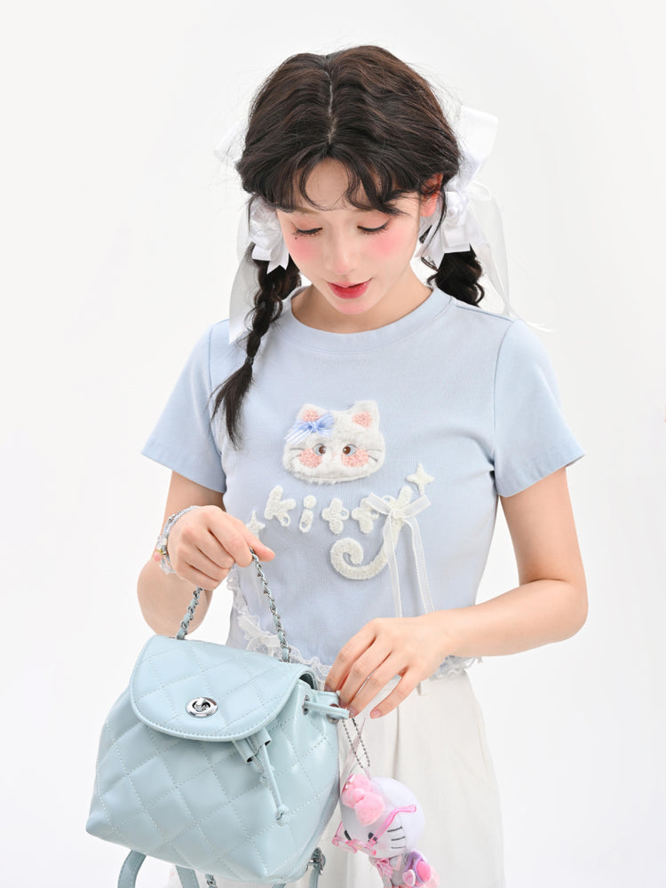 Cloud Kitten Crop Tops & Tees-Tops-ntbhshop