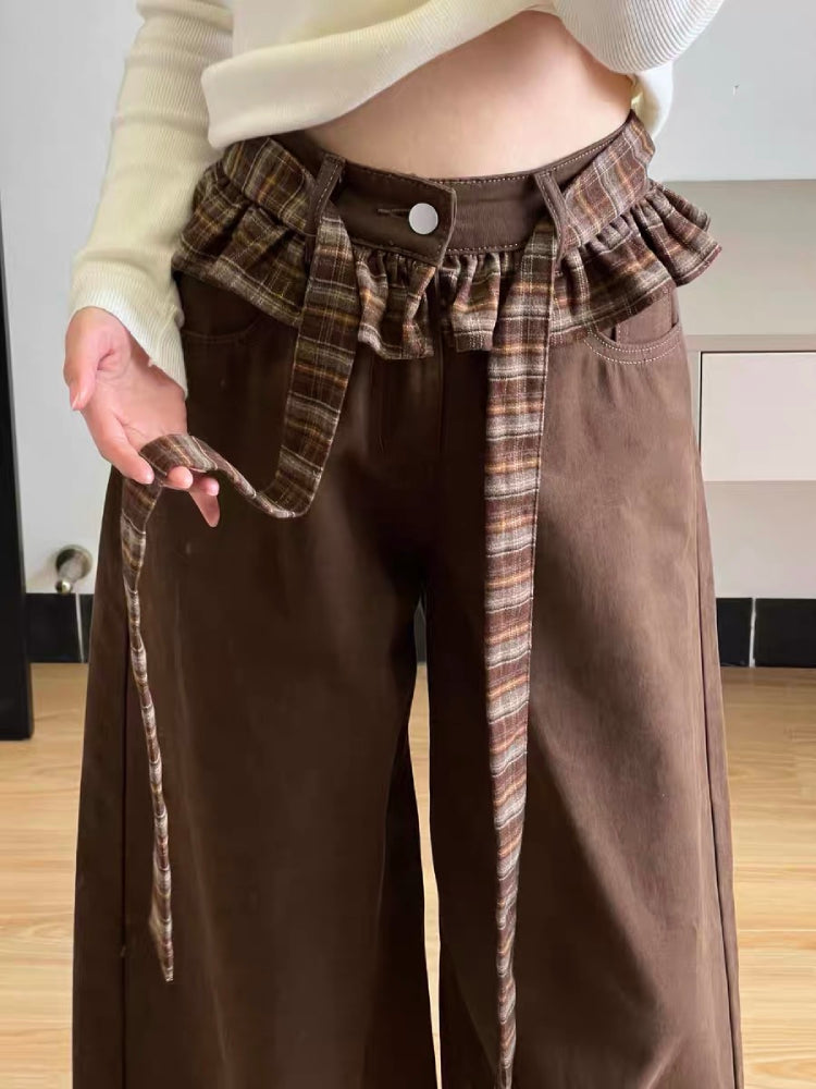 Chestnut Harvest Plaid Waist Jeans-ntbhshop