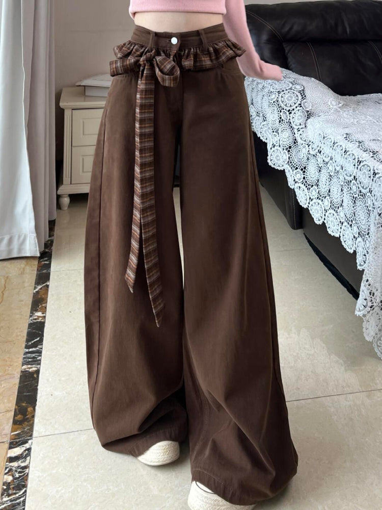 Chestnut Harvest Plaid Waist Jeans-ntbhshop