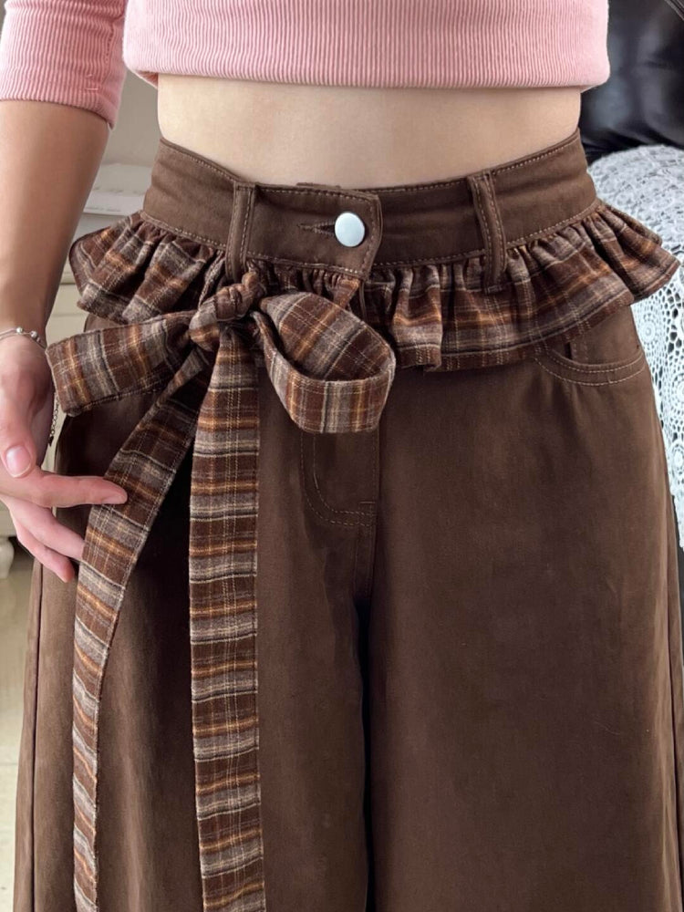 Chestnut Harvest Plaid Waist Jeans-ntbhshop