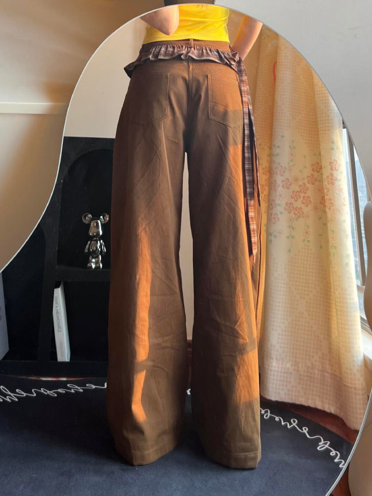 Chestnut Harvest Plaid Waist Jeans-ntbhshop