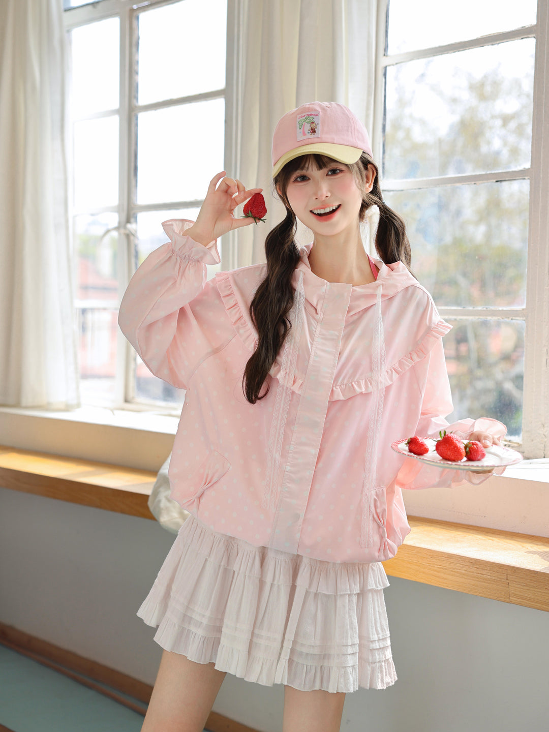 Strawberry Milk Dot Sun Jacket-Outerwear-ntbhshop