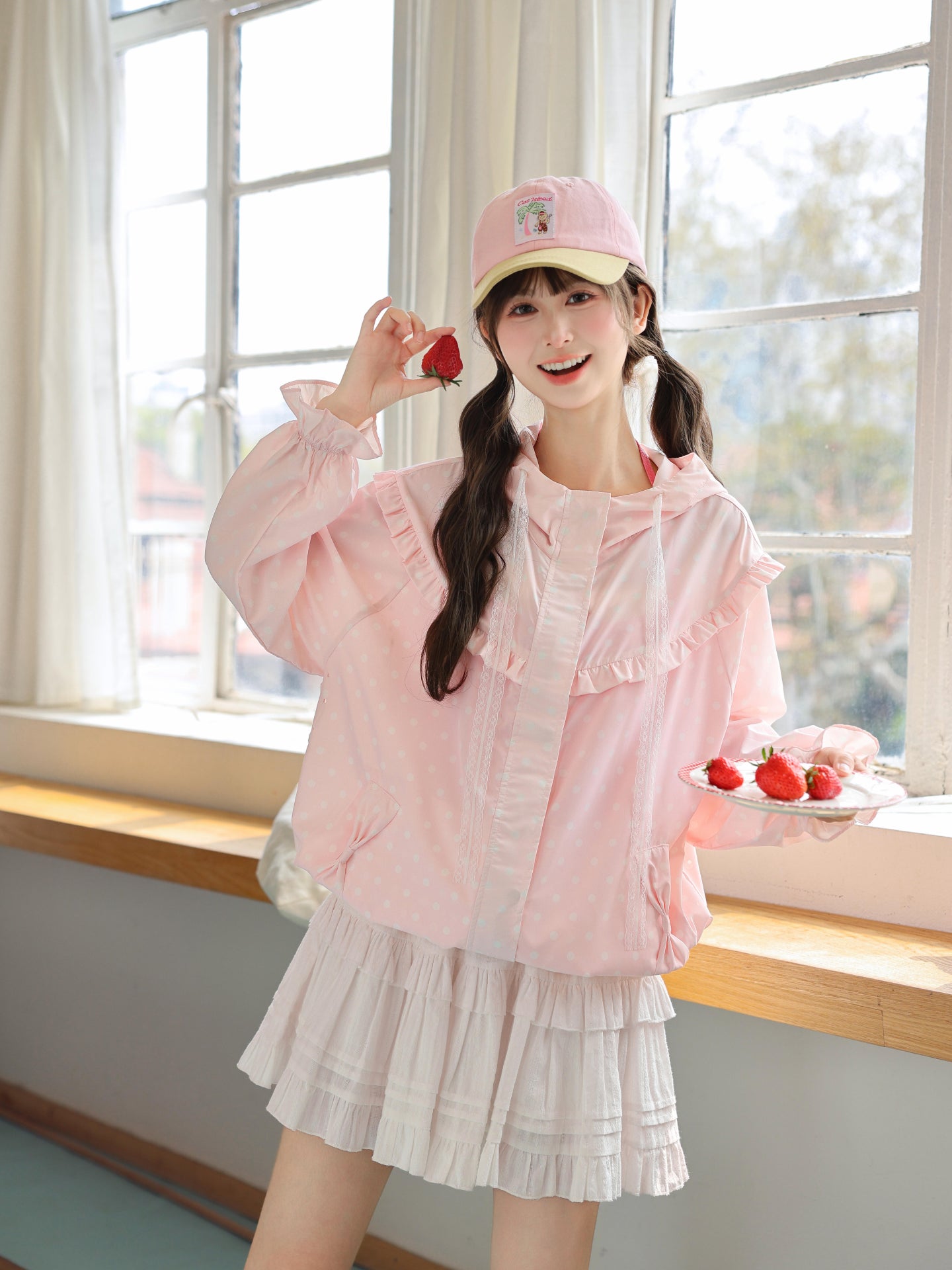 Strawberry Milk Dot Sun Jacket-Outerwear-ntbhshop