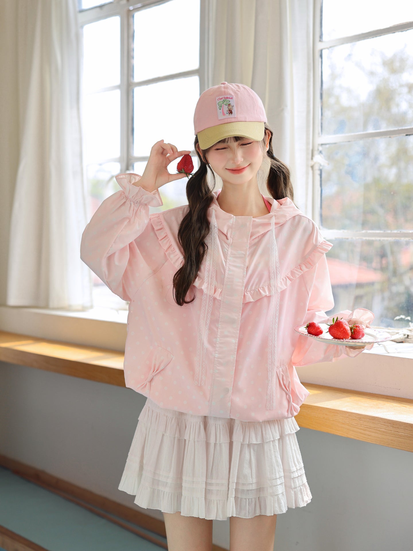 Strawberry Milk Dot Sun Jacket-Outerwear-ntbhshop