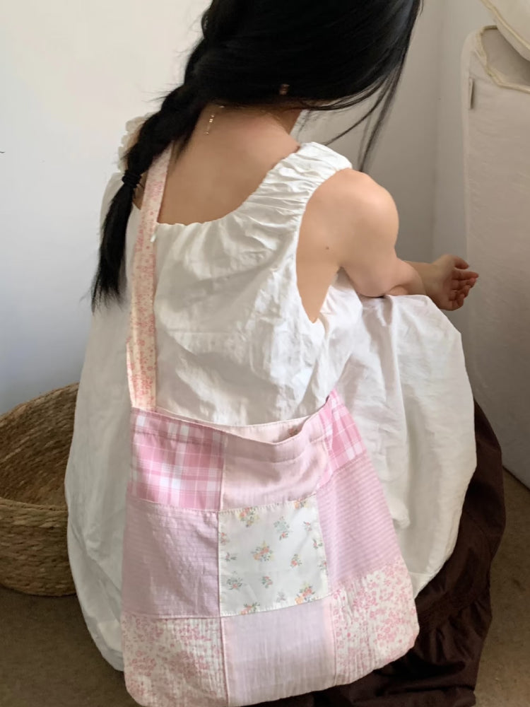 Pastel Floral Plaid Patchwork Bag-ntbhshop
