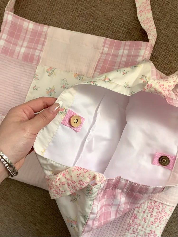 Pastel Floral Plaid Patchwork Bag-ntbhshop