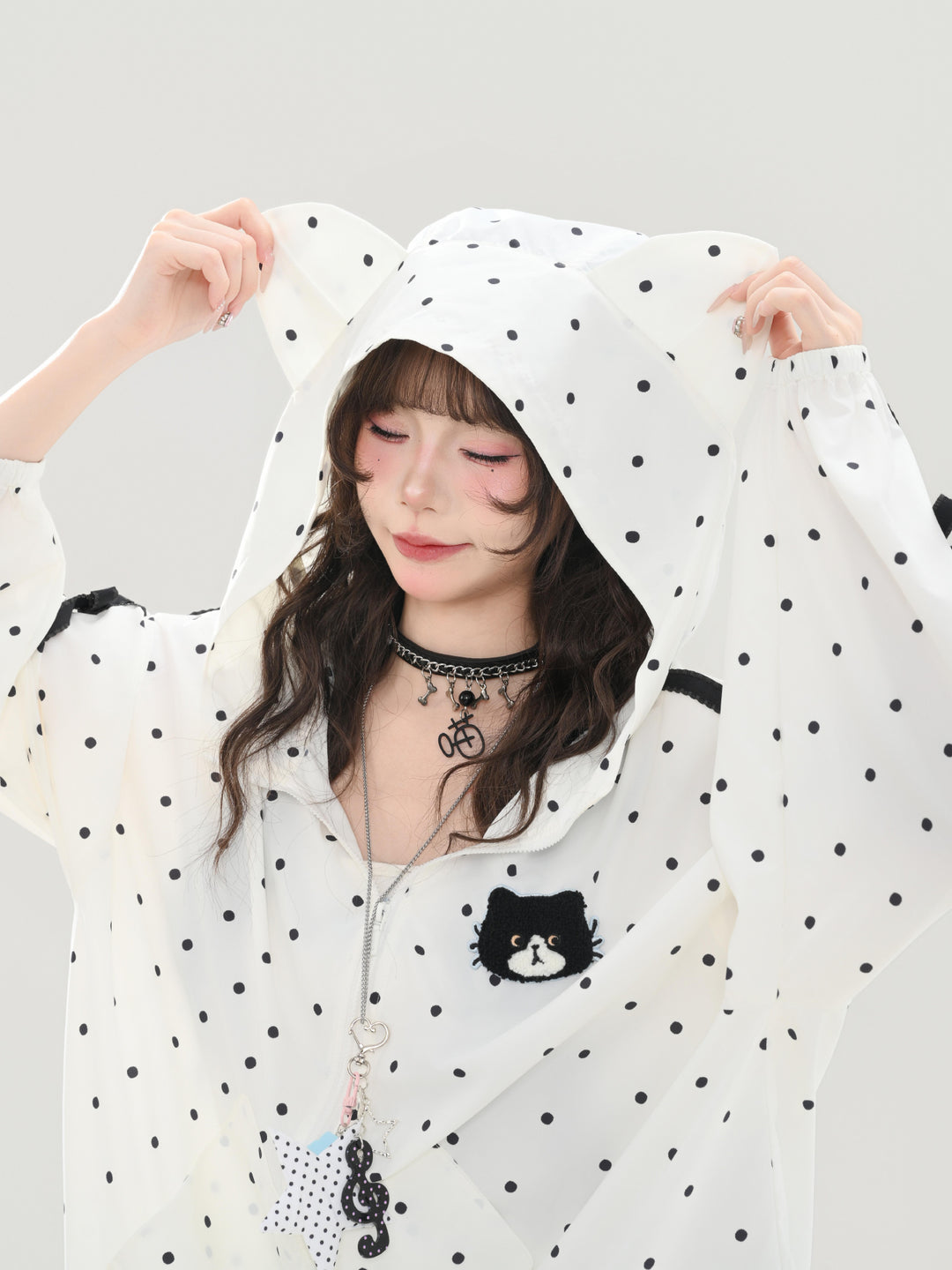 Milk Cat Dot Sun Jacket-Outerwear-ntbhshop