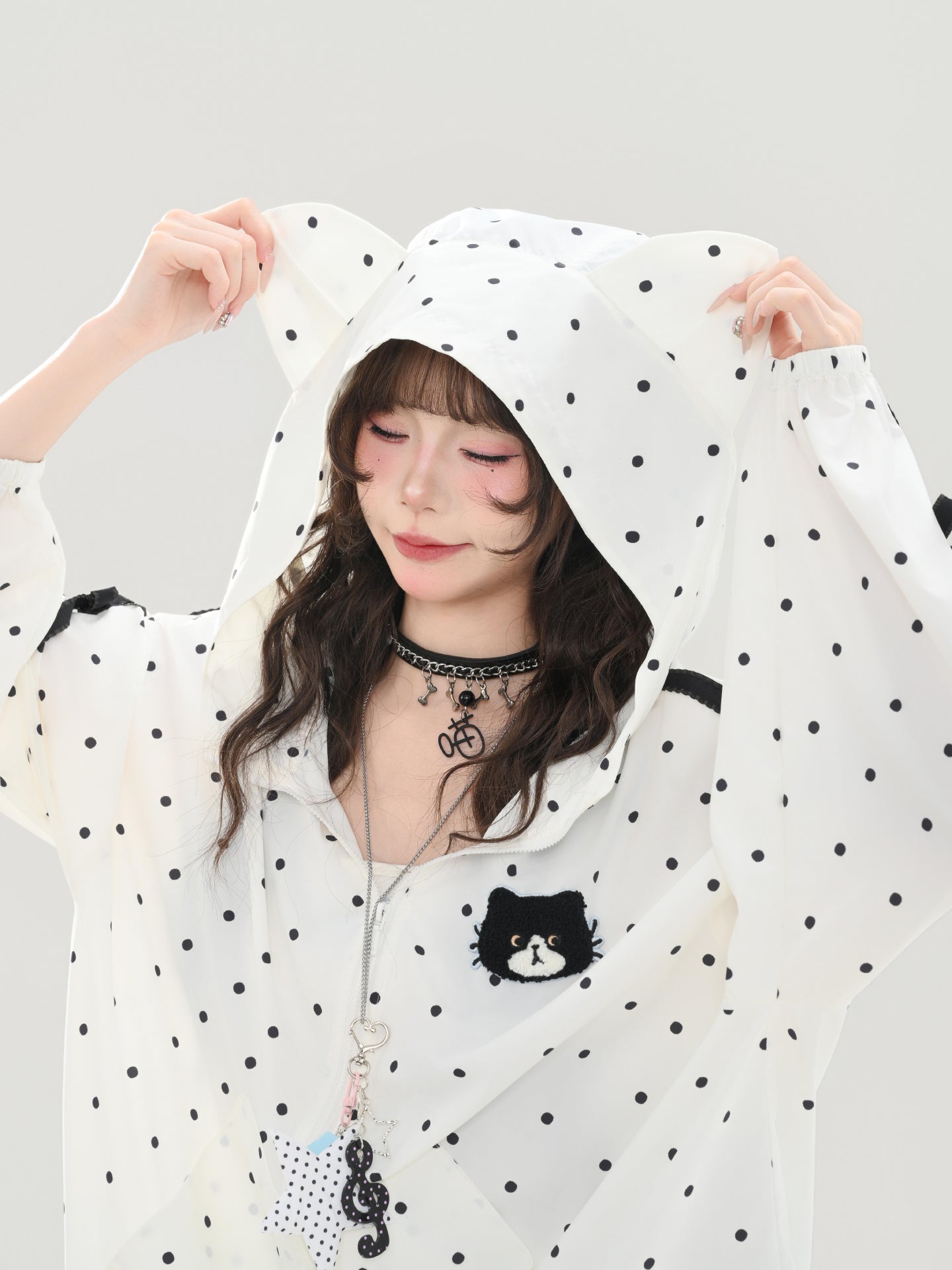 Milk Cat Dot Sun Jacket-Outerwear-ntbhshop