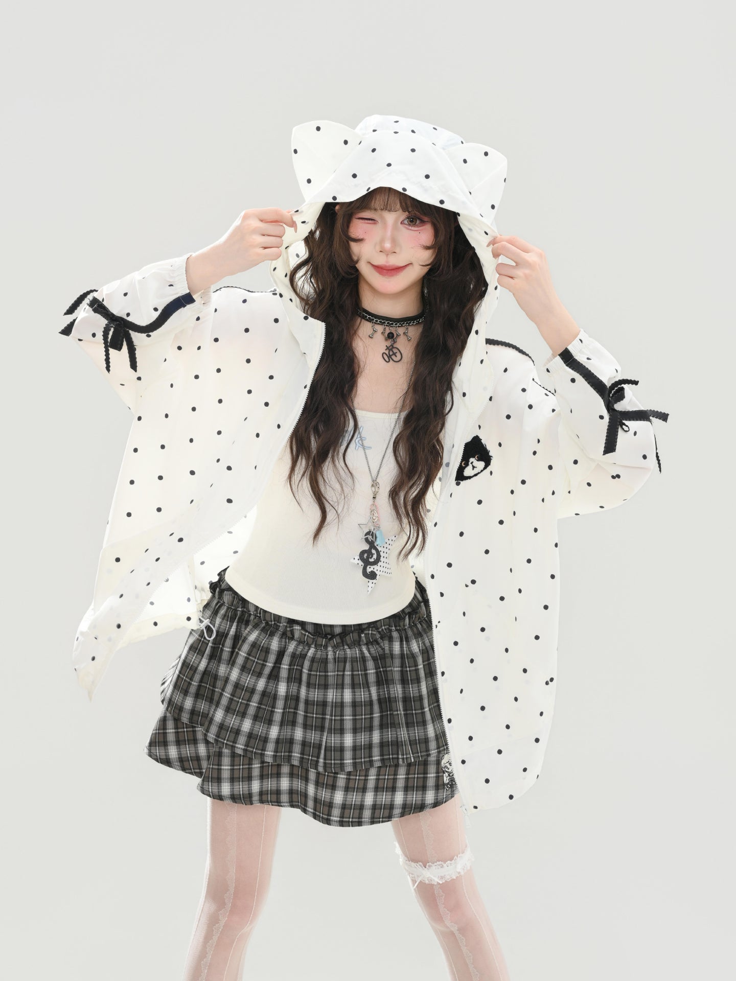 Milk Cat Dot Sun Jacket-Outerwear-ntbhshop