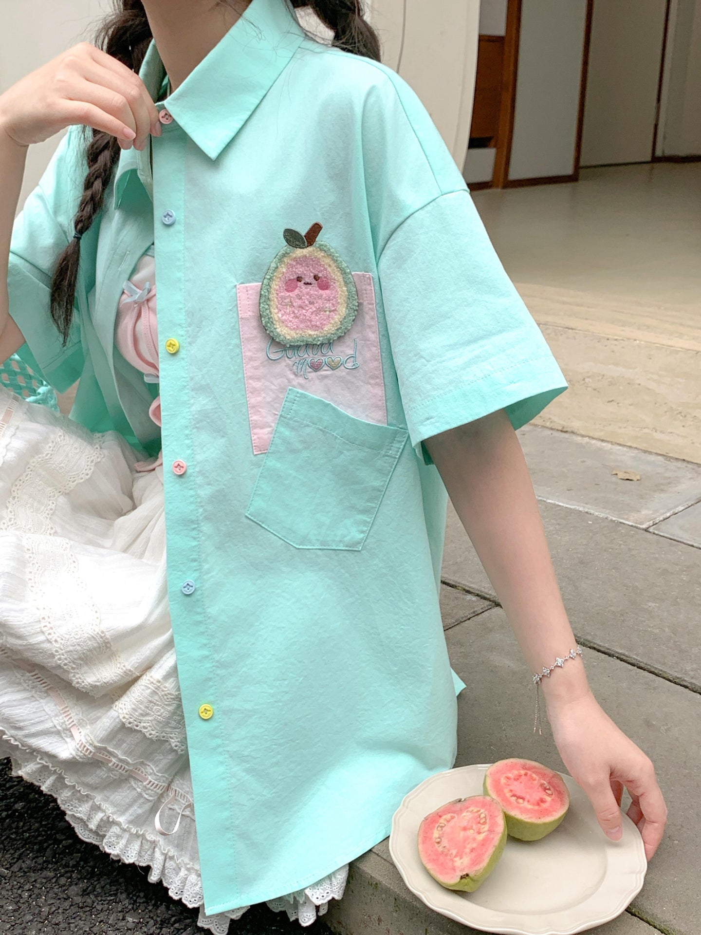 Guava Pop Button Shirt-Tops-ntbhshop