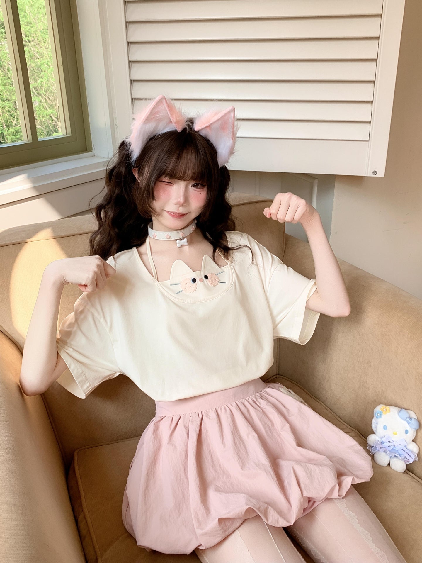 Cookie Cat Halter Tee-Tops-ntbhshop