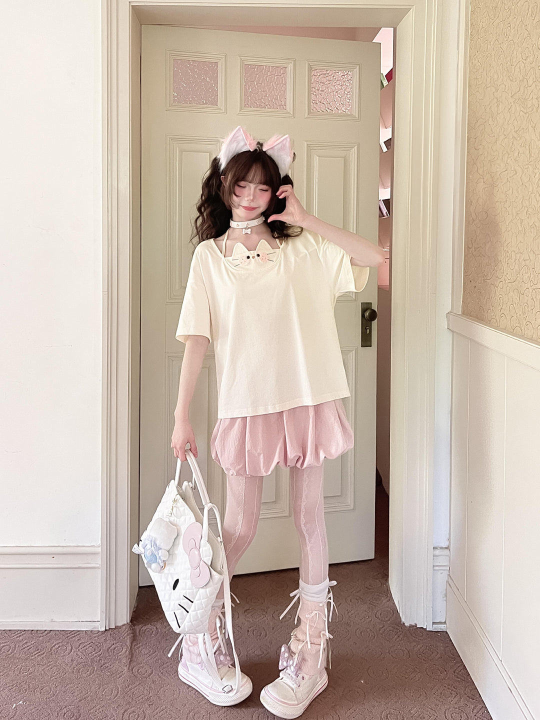 Cookie Cat Halter Tee-Tops-ntbhshop