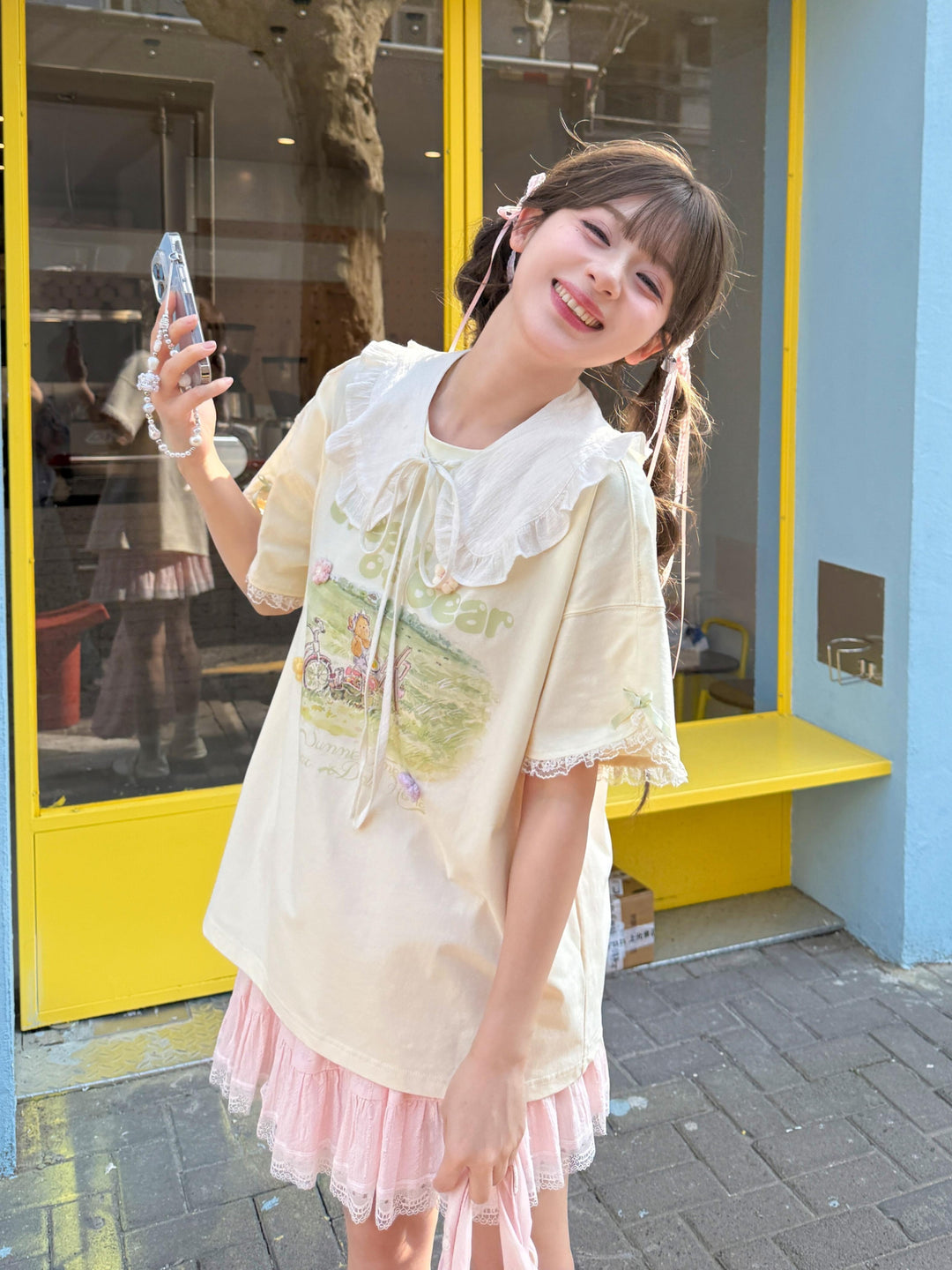 Dream of Bear Ruffle Tee-Tops-ntbhshop
