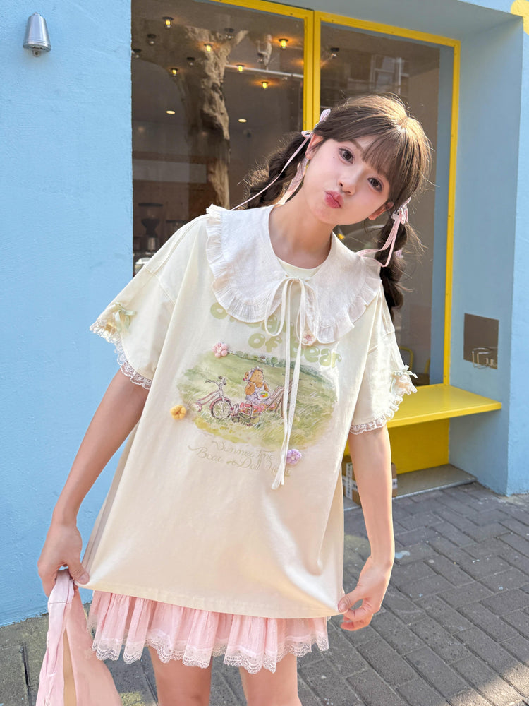 Dream of Bear Ruffle Tee-Tops-ntbhshop