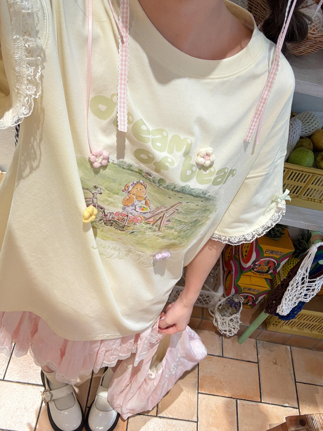 Dream of Bear Ruffle Tee-Tops-ntbhshop