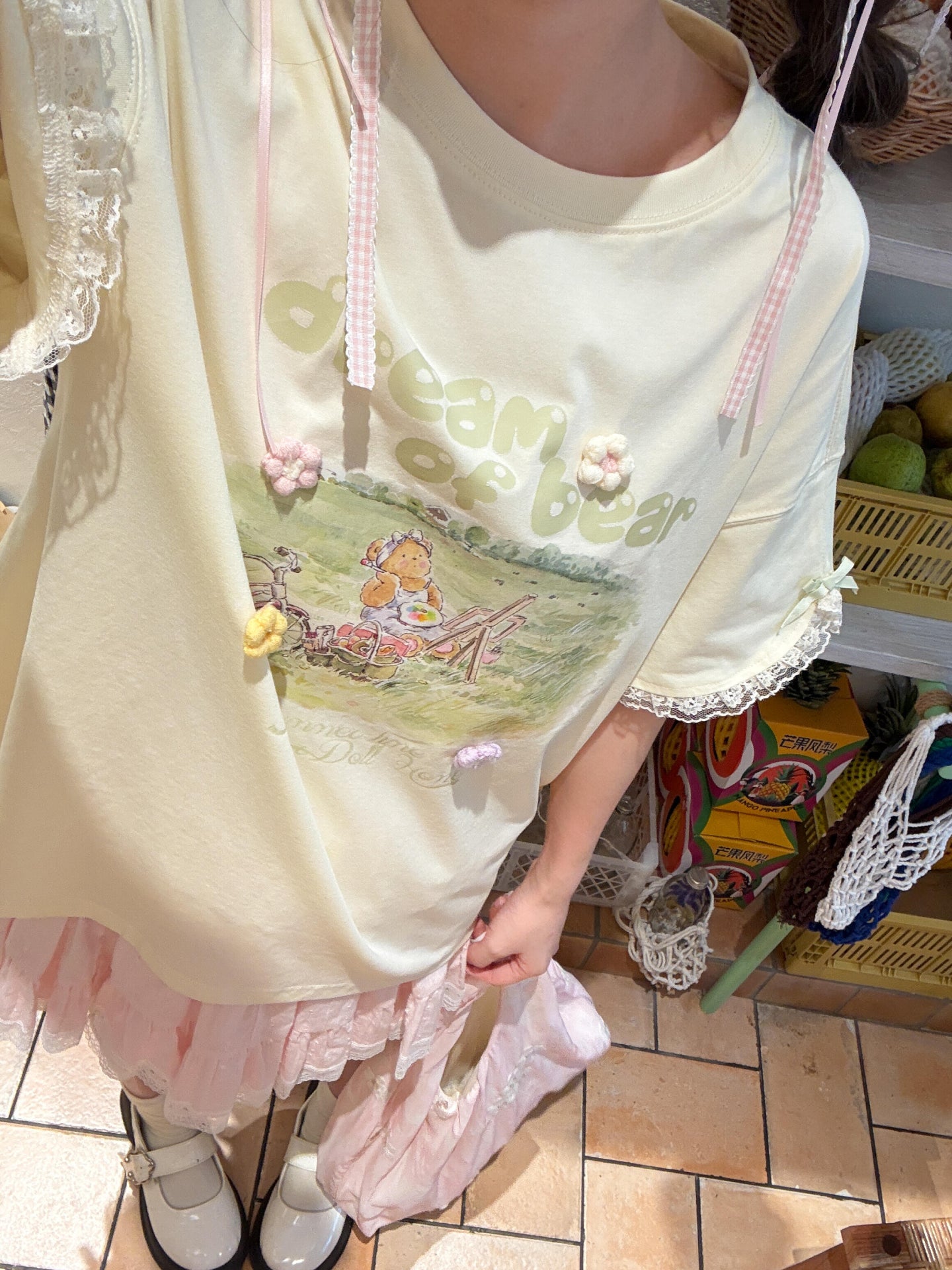 Dream of Bear Ruffle Tee-Tops-ntbhshop