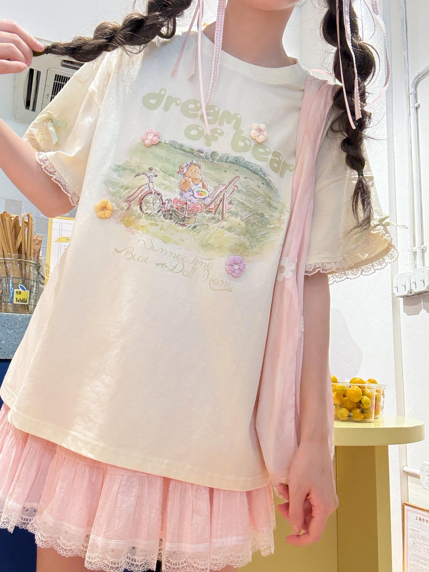 Dream of Bear Ruffle Tee-Tops-ntbhshop