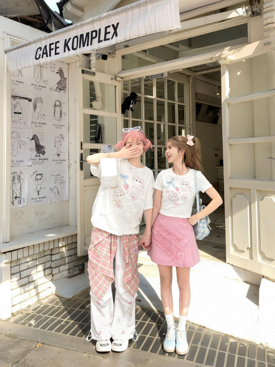 Strawberry Kitty Crop Top & Tee-Tops-ntbhshop