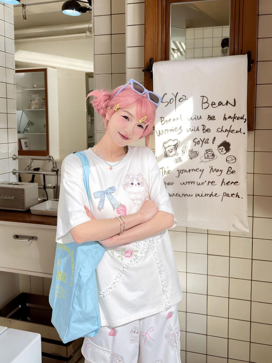 Strawberry Kitty Crop Top & Tee-Tops-ntbhshop