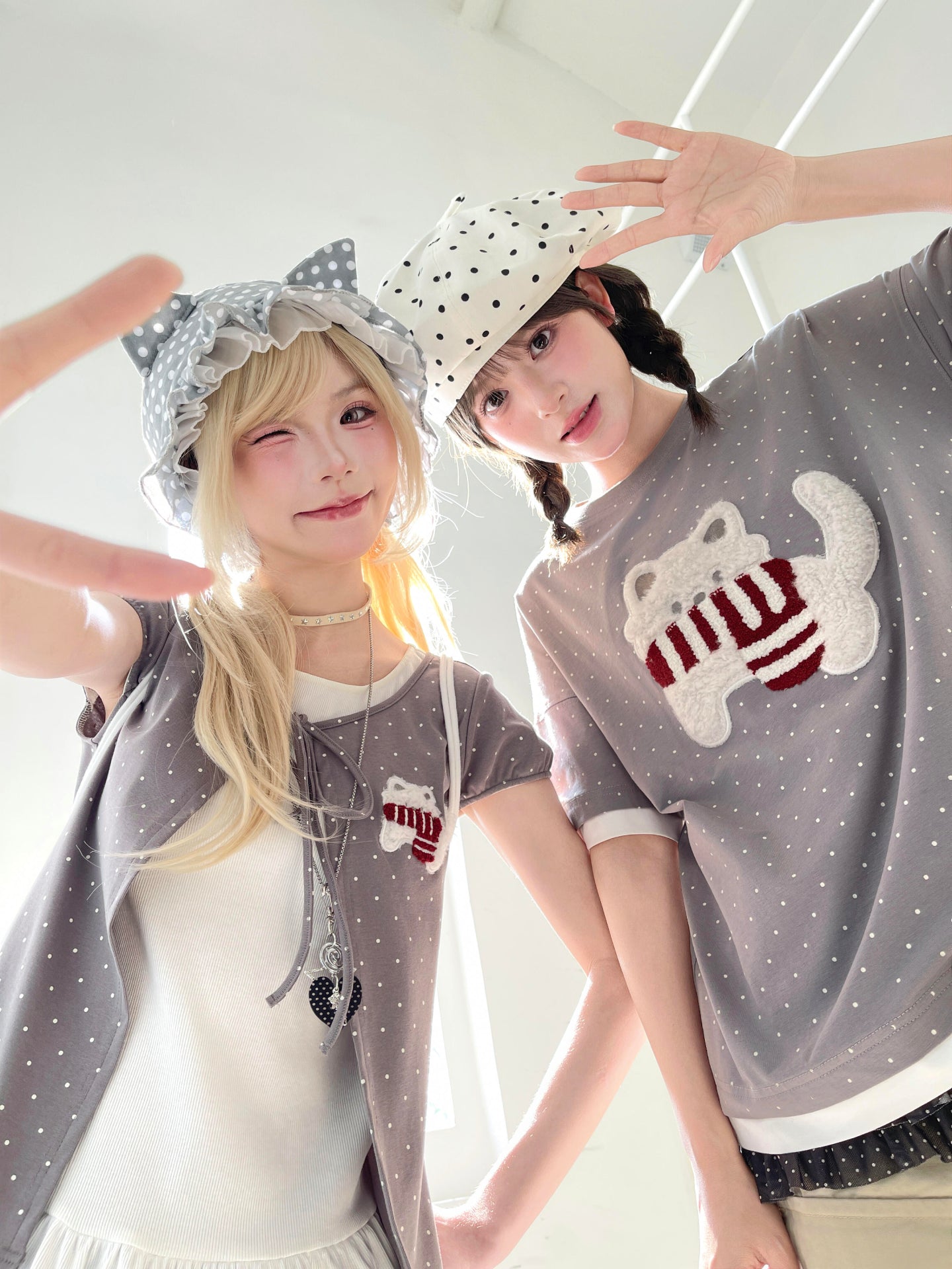 Polka Dot Kitten Layer Tee-Tops-ntbhshop