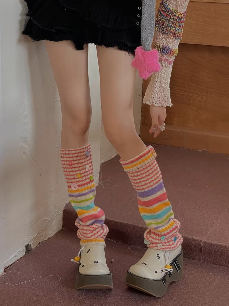 Button Pop Dopamine Leg Warmers-ntbhshop
