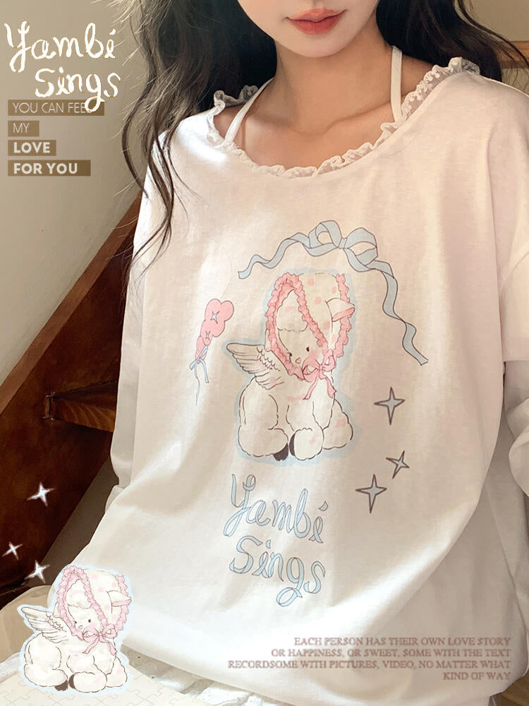 Angel Lamb Halter Tee-Tops-ntbhshop