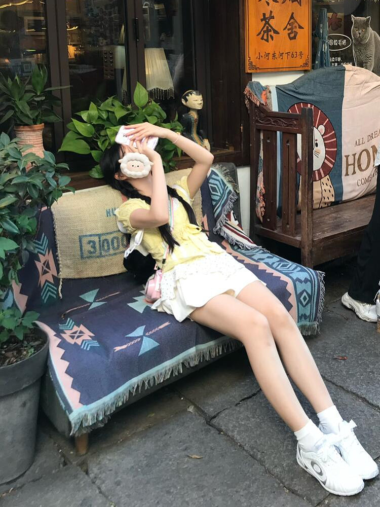 Lemon Tart Muslin Top & Patchwork Cake Skirt-ntbhshop