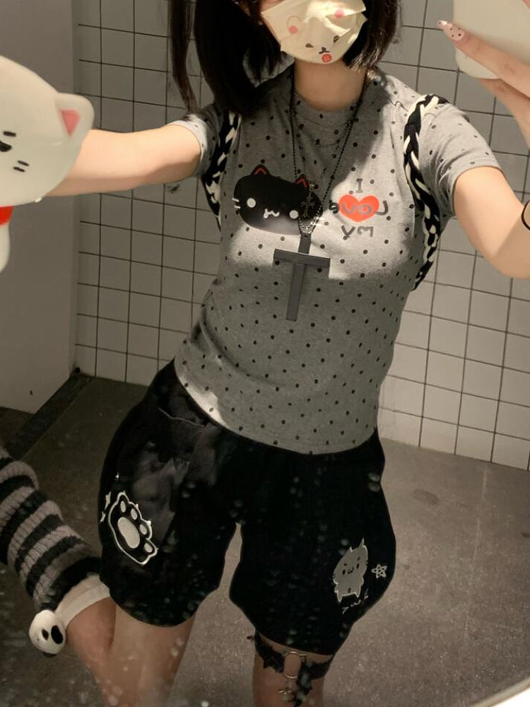 Love My Cat Polka Dot Tees-ntbhshop