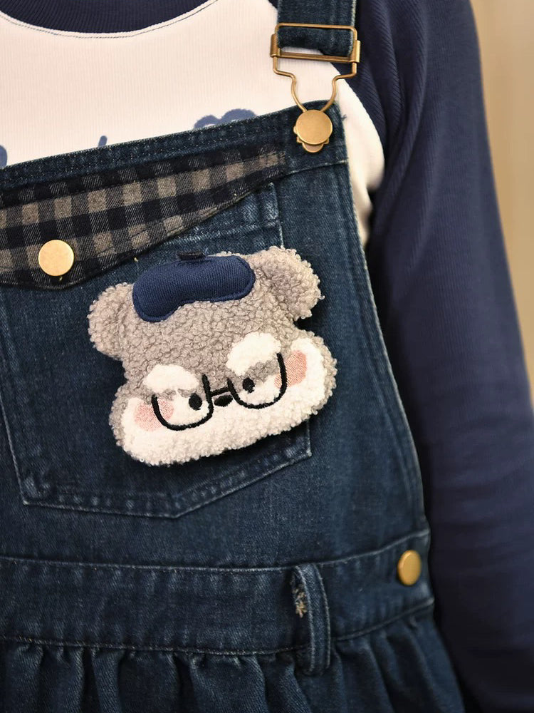 Pup Professor Plaid Denim Dress-Dresses-ntbhshop