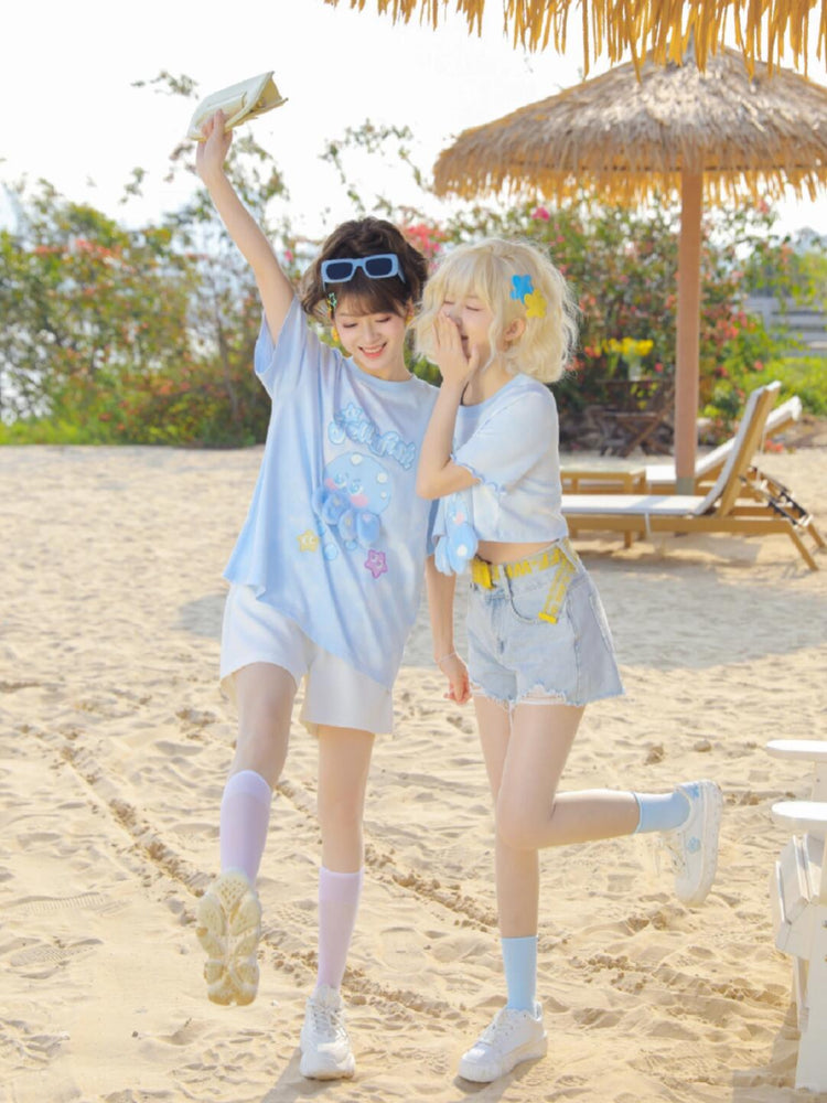 Cloud Breeze Denim Shorts-Bottoms-ntbhshop