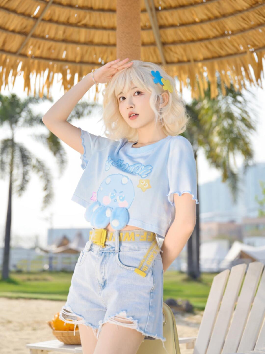 Cloud Breeze Denim Shorts-Bottoms-ntbhshop