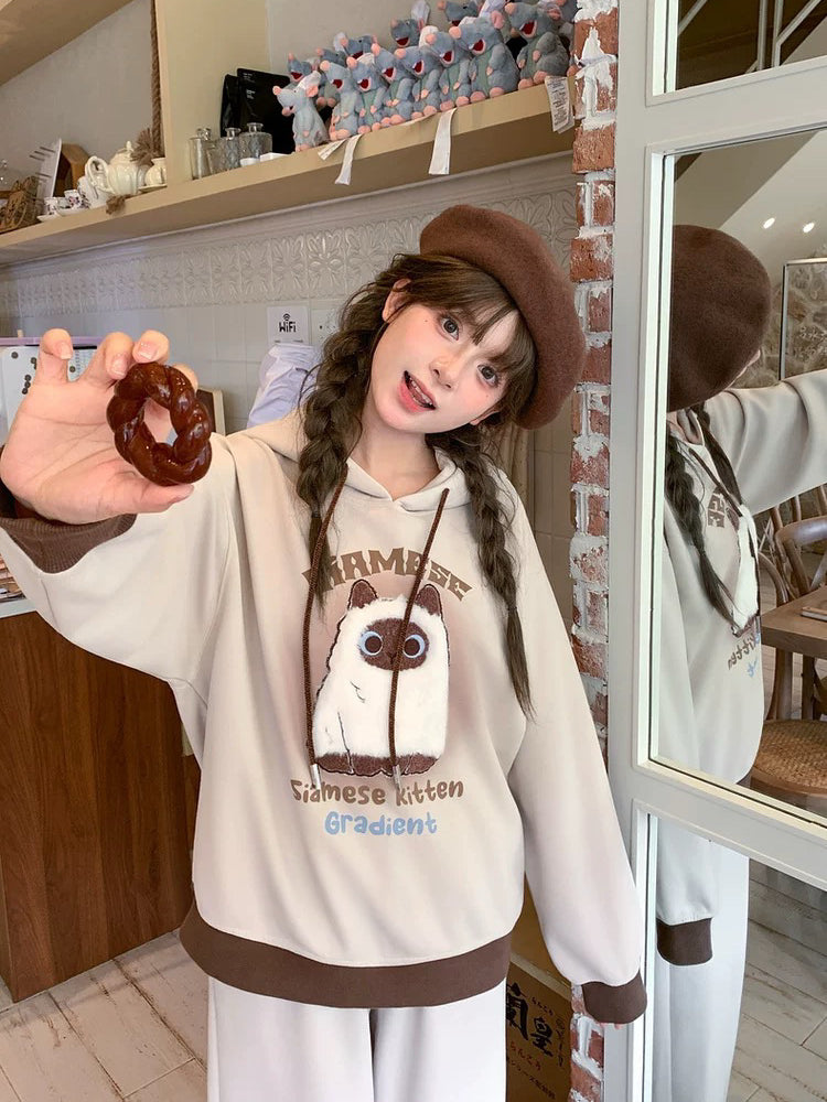 Siamese Cat Hoodie & Sweatpants-Sets-ntbhshop