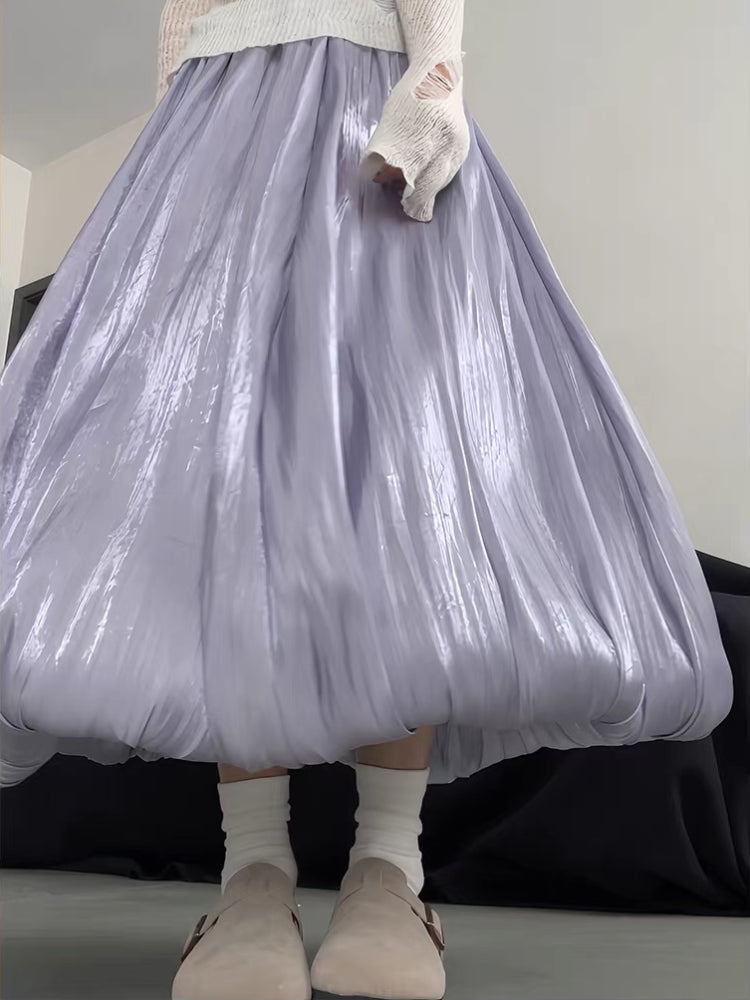 Moonpetal Satin Bubble Maxi Skirt-ntbhshop