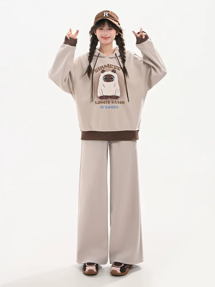 Siamese Cat Hoodie & Sweatpants-Sets-ntbhshop