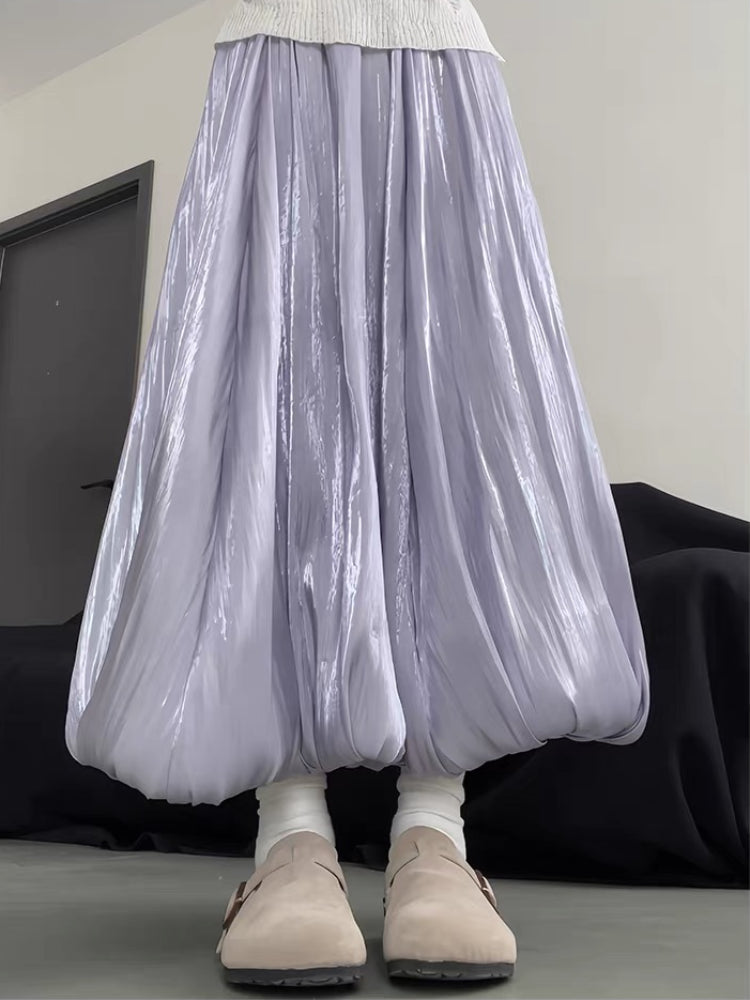 Moonpetal Satin Bubble Maxi Skirt-ntbhshop
