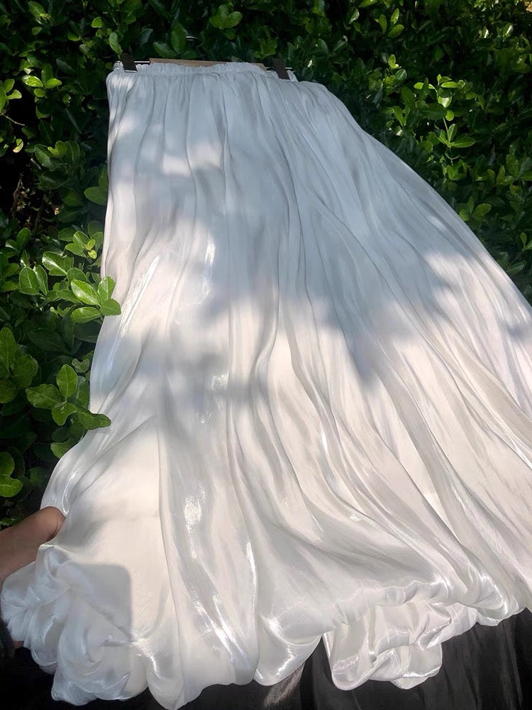 Moonpetal Satin Bubble Maxi Skirt-ntbhshop