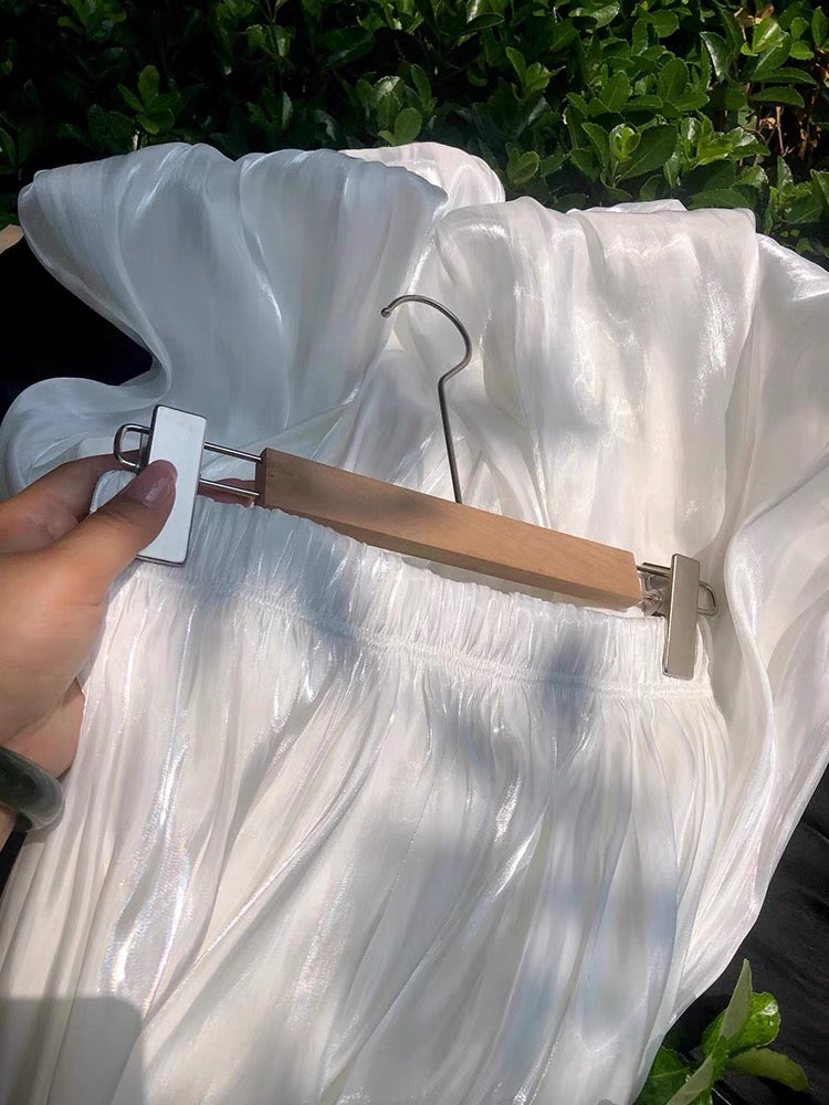 Moonpetal Satin Bubble Maxi Skirt-ntbhshop