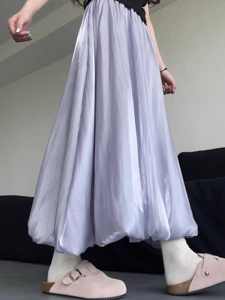 Moonpetal Satin Bubble Maxi Skirt-ntbhshop