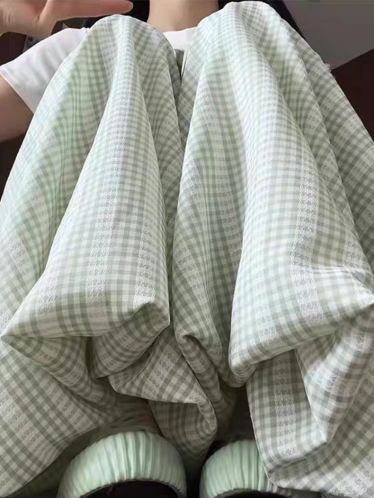 Cloud Grove Gingham Bubble Pants-ntbhshop