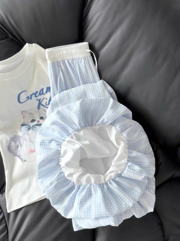 Cloud Grove Gingham Bubble Pants-ntbhshop